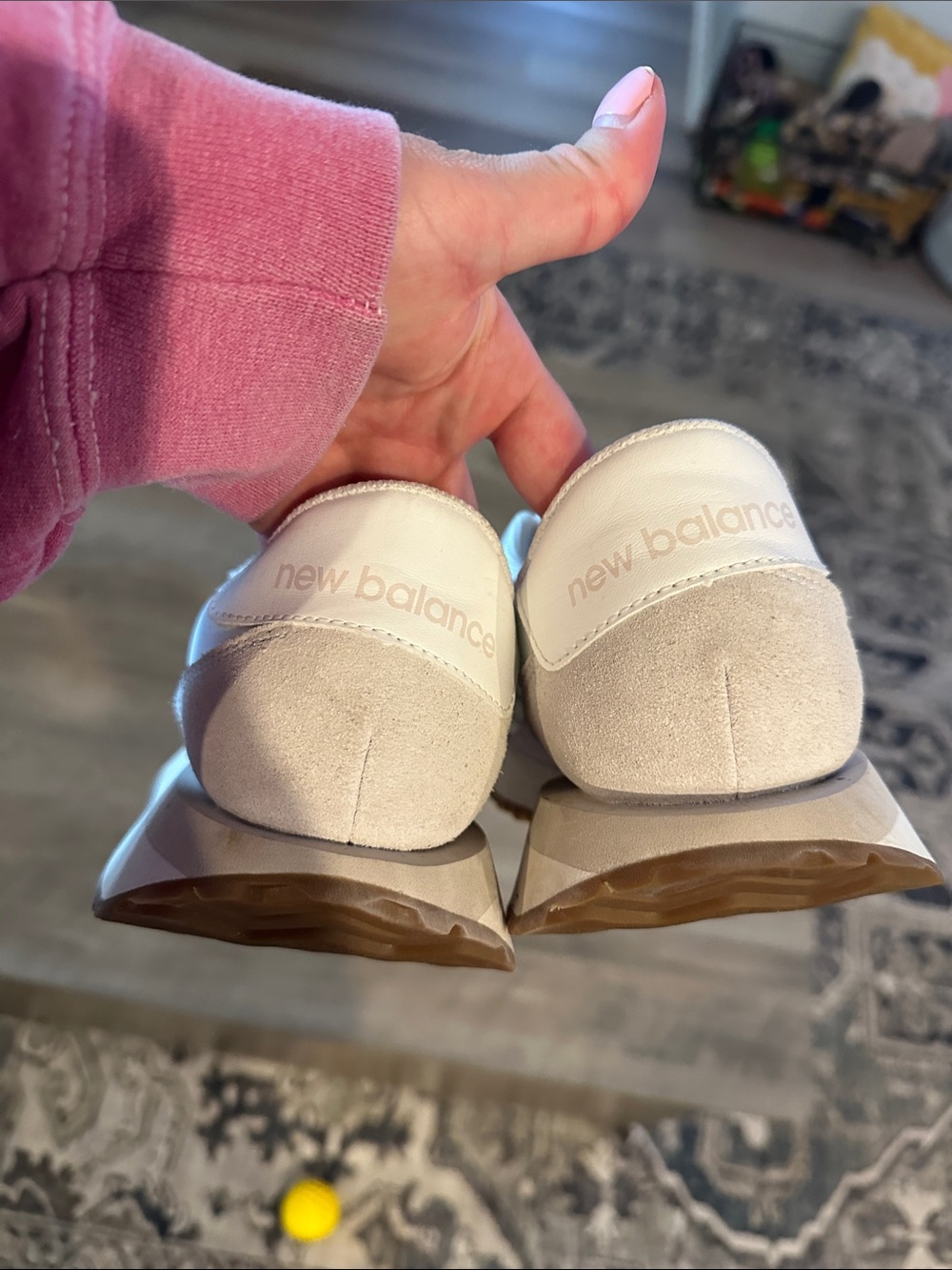 New Balance Beige White Platform Sneakers - Picture 6 of 8